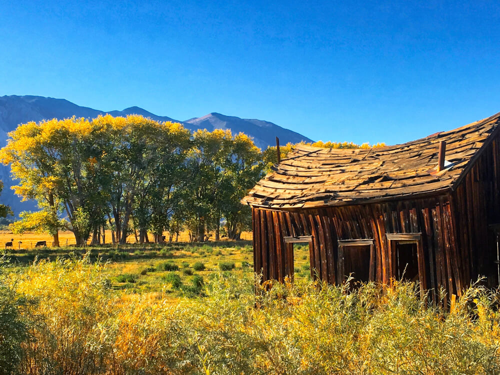 an old barn in Round Valley in Bishop