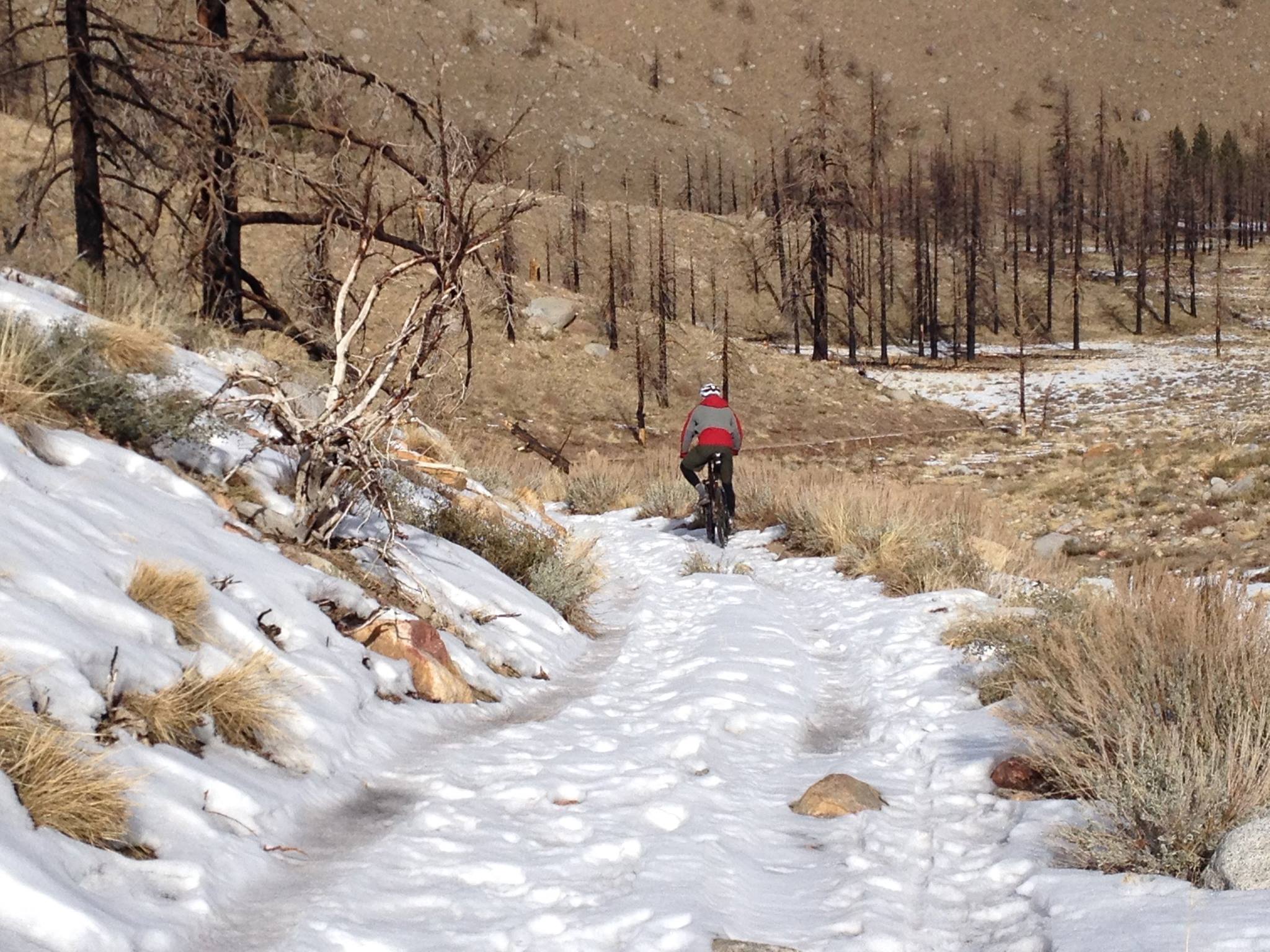 winter mountain biking on Intake II pipeline