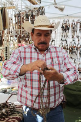 image of a rawhide craftsman at Bishop Mule Days