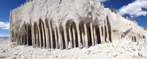 White rock columns at the shore of Crowley Lake