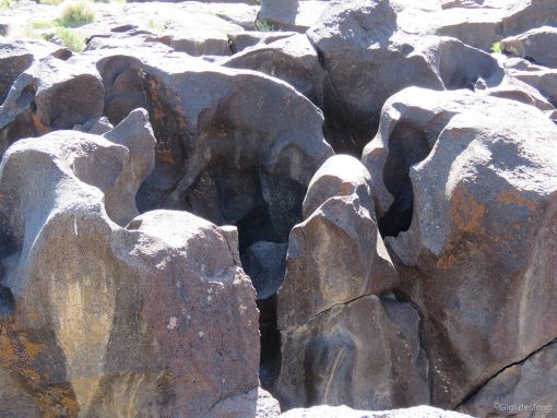 Smoothly shaped volcanic rock of Fossil Falls. near Bishop, Ca.