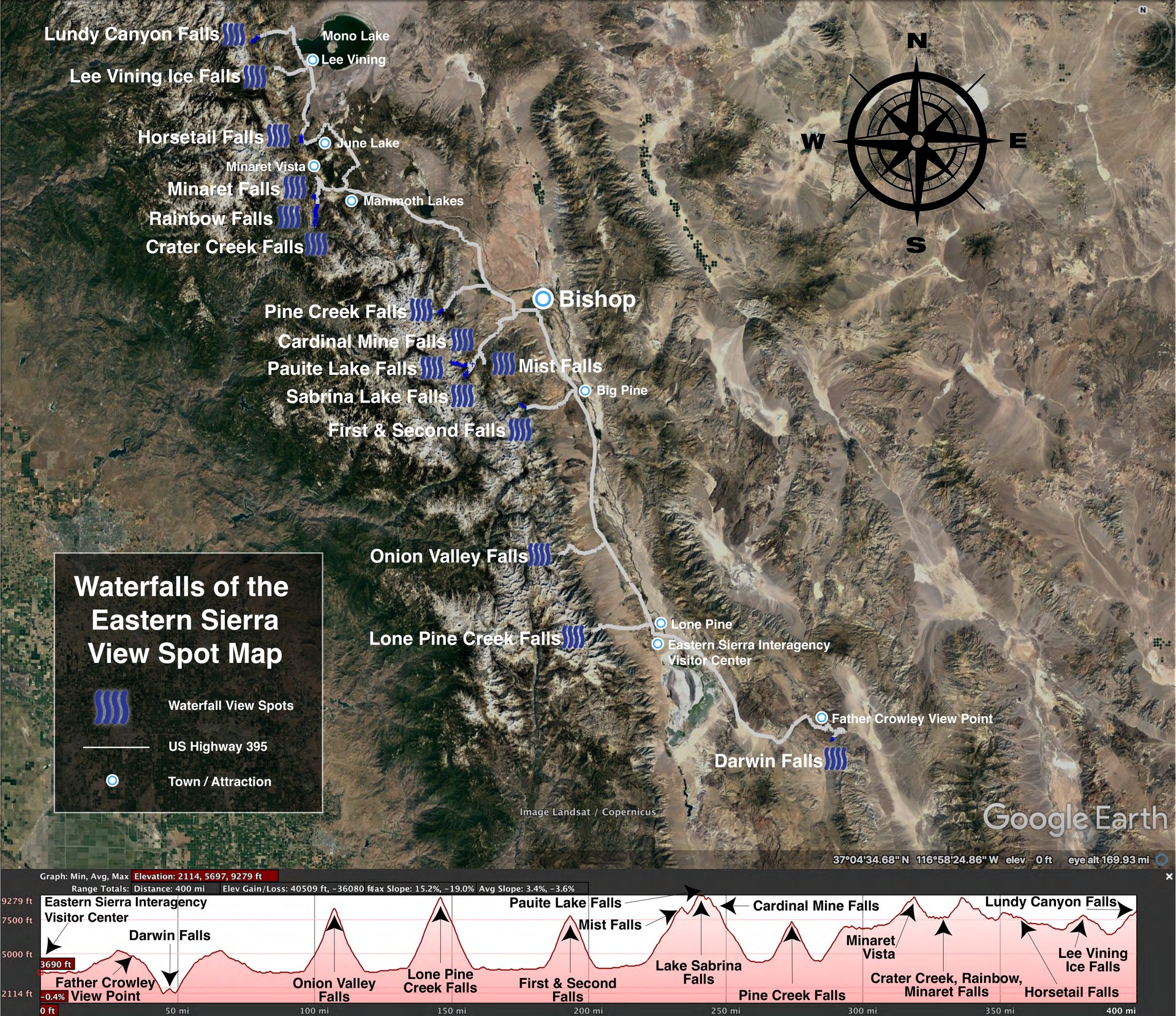 A visual guide to the waterfalls of the Eastern Sierra