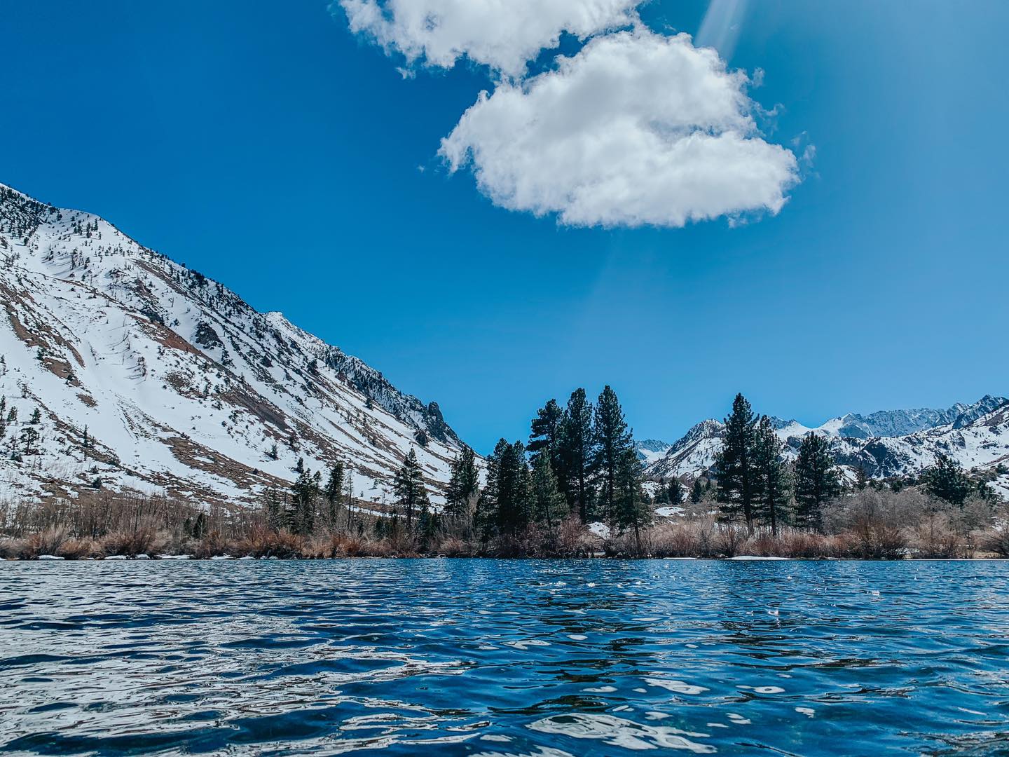 the first ice break up on Intake II in Bishop California