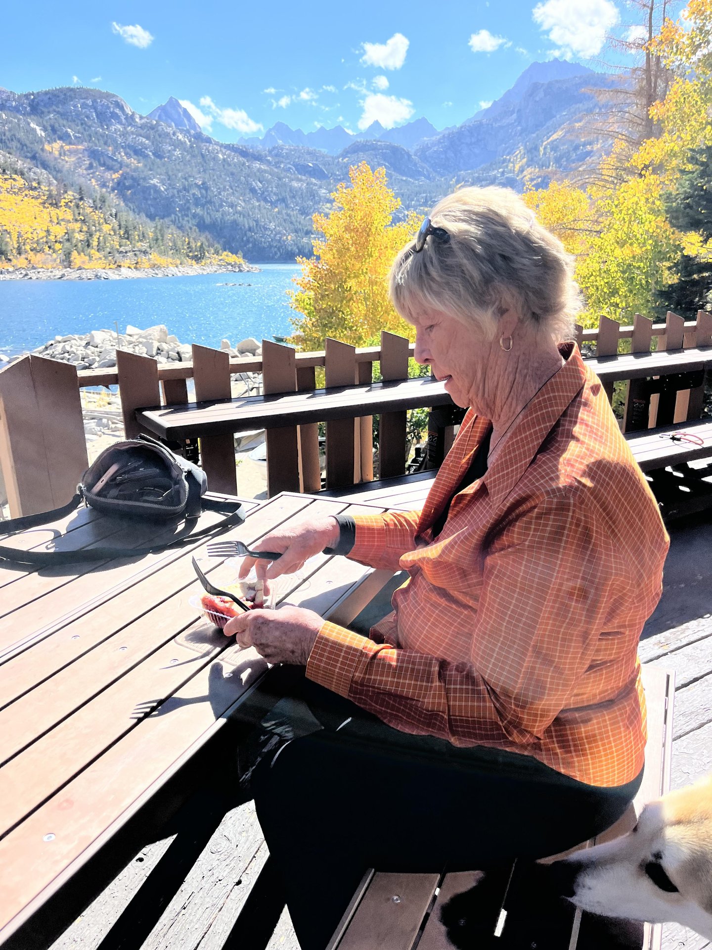 fall colors picnic at Lake Sabrina