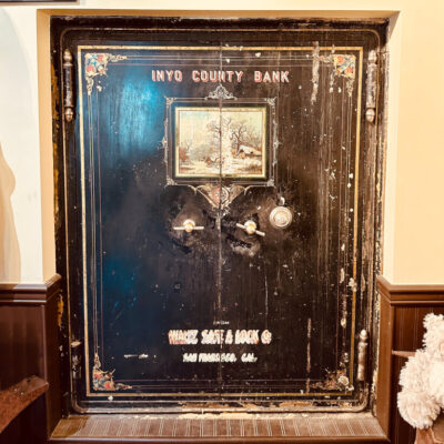 The vault from the now defunct Inyo County Bank on display at Laws Railroad Museum gift shop.