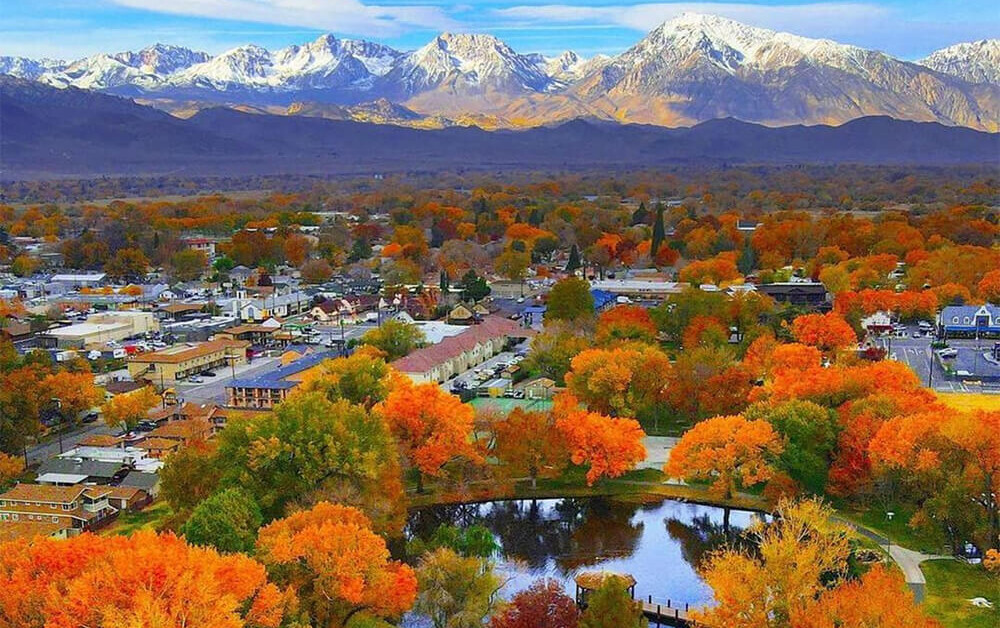 Bishop City Park aerial view in fall. @mike_h_tran