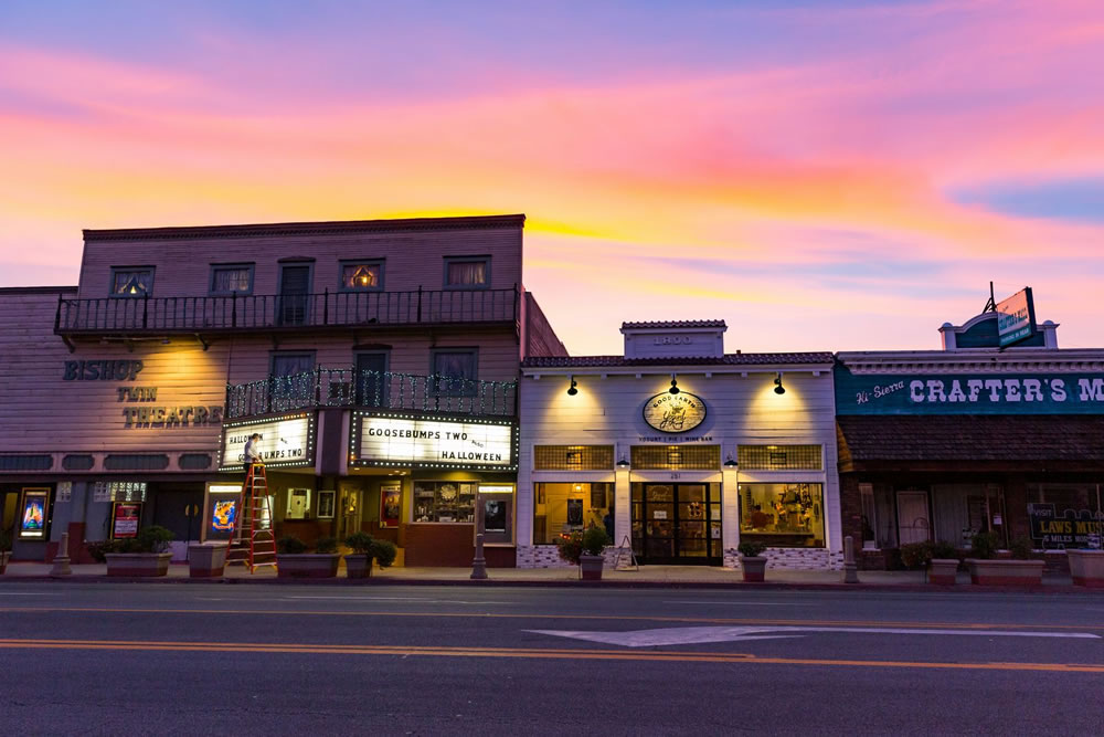 Downtown Bishop at sunset