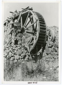 Cometti Mine Water Wheel – Fish Springs Hill. Photo Courtesy of Eastern California Museum.