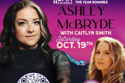 Concert poster with Ashley McBryde and Caitlyn Smith, promoting a fall event on October 19th. visit bishop