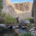 Hiker walking through the Owens River Gorge in Spring
