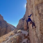 Person Climbing in Owens River Gorger