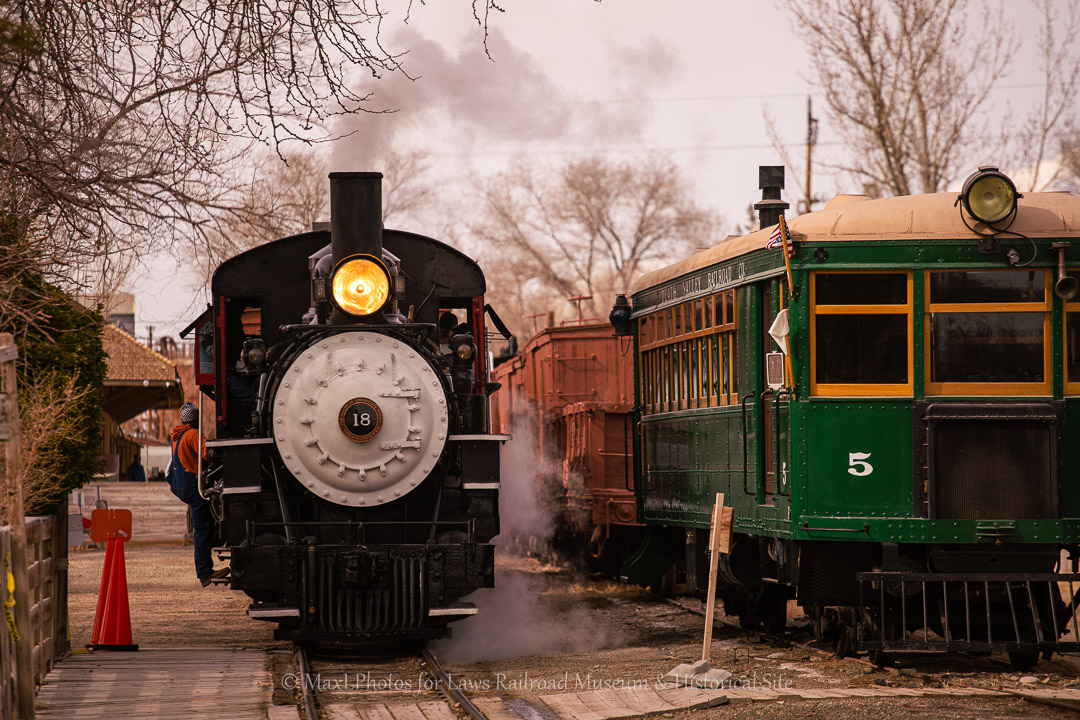 Law Railroad-Engine-Brill Car 5 Steam engine and railroad car at Laws Railroad Museum