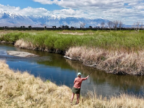 woman fishing in the Eastern Sierra