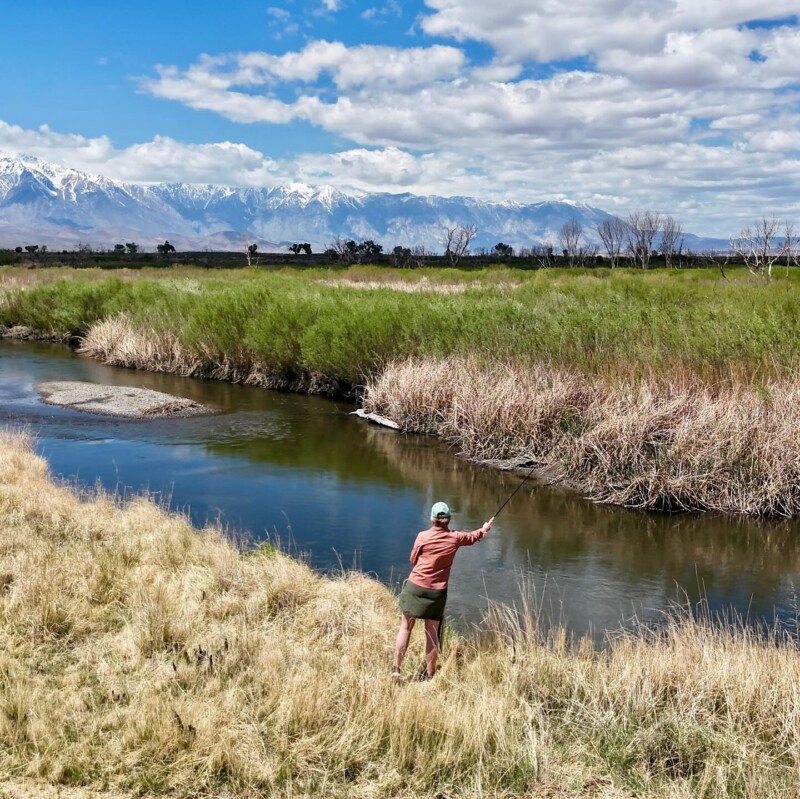 woman fishing in the Eastern Sierra